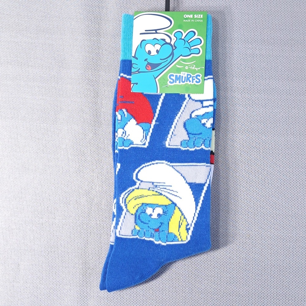 One Pair The Smurfs Unisex One Size Shoe Size‎ 7-12 Novelty Socks Fun Cartoon